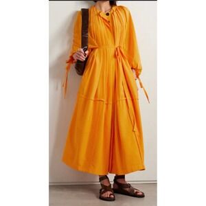 Co Collections Oversized Pleated Habotai‎ Maxi Dress $1295 Retail. XS/S.  NWT